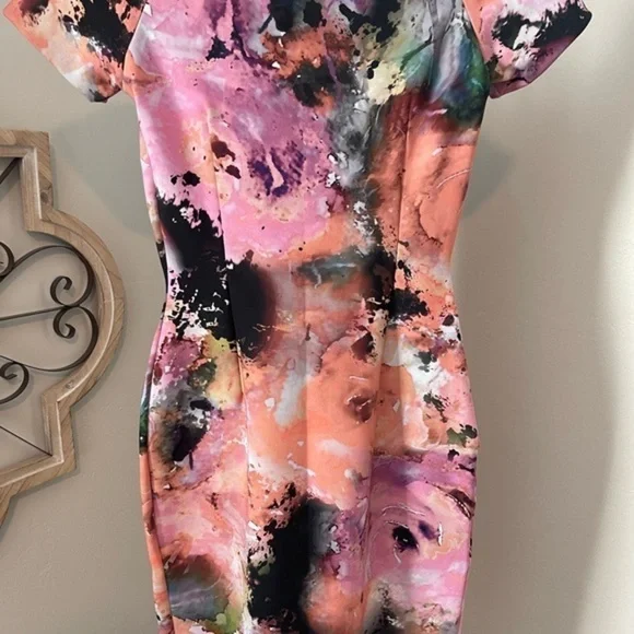 Chiara Boni La Petite Robe Size 2 Watercolor Abstract‎ Sleeveless Dress 38 EUC - Picture 2 of 14
